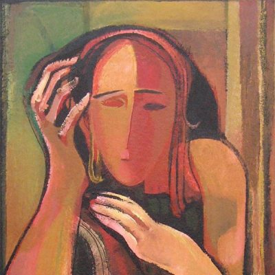 Turovsky, woman leaning on her arm, 150x70, mixed media.JPG Mikhail Turovsky painter