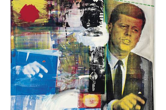 Robert Rauschenberg, Buffalo II, 1964. Oil and silkscreen ink on canvas. The contemporary painting is a collage of images, including late US President John F. Kennedy. 