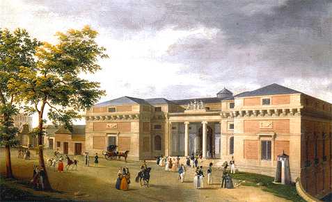 panoramic view of the north facade of the Prado Museum according to its original appearance