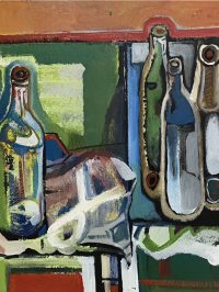 turovsky, still life with bottles, 115 x 115 - no frame Modern Ukrainian painters