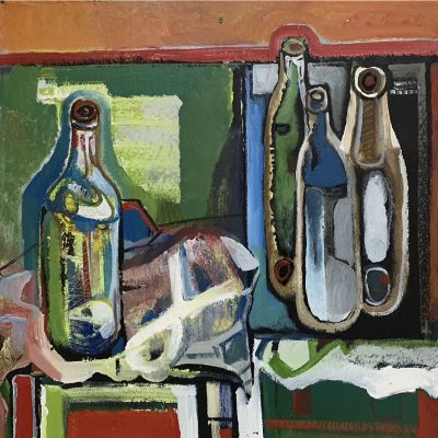 turovsky, still life with bottles, 115 x 115 - no frame Modern Ukrainian painters