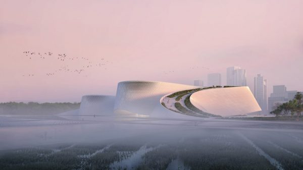 The water element played an essential role in the proposal's conception by 3XN, B + H Architects and Zhubo Design. This facility surely captures the unique atmosphere of a riverside location and discovers water's timeless ownership as a concept.