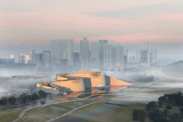 Entitled "Delta," the new museum rises right from the river delta. The design invites visitors and residents to travel along its accessible green roof. 