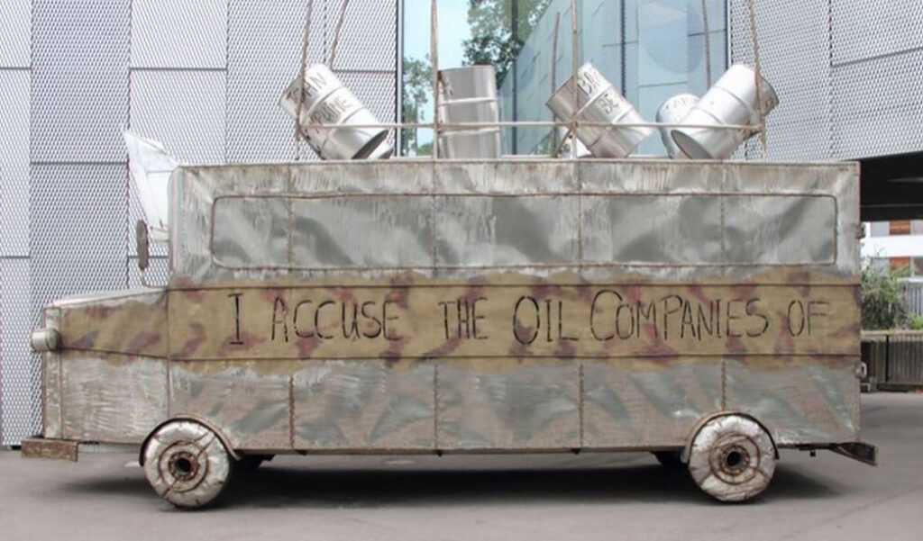 Public Art by Sokari Douglas Camp. Her Battle Bus memorialize the executed environmentalist Ken Saro-Wiwa. Read our Sokari Douglas Camp interview