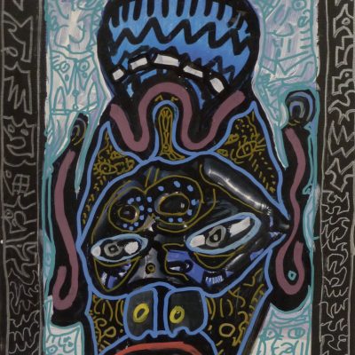 combas, tête africaine, 35 x 27 french artist combas