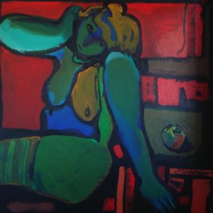 Nude on red by Mikhail Turovsky