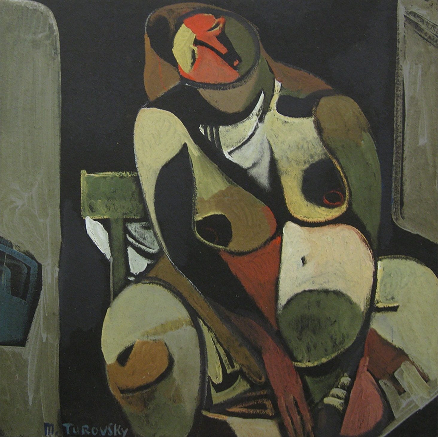 Seated woman in figurabstract