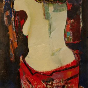 Red nude on black background by Mikhail Turovsky