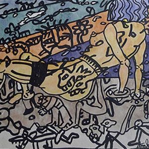 Nu fond bleu. 2014 by Robert Combas